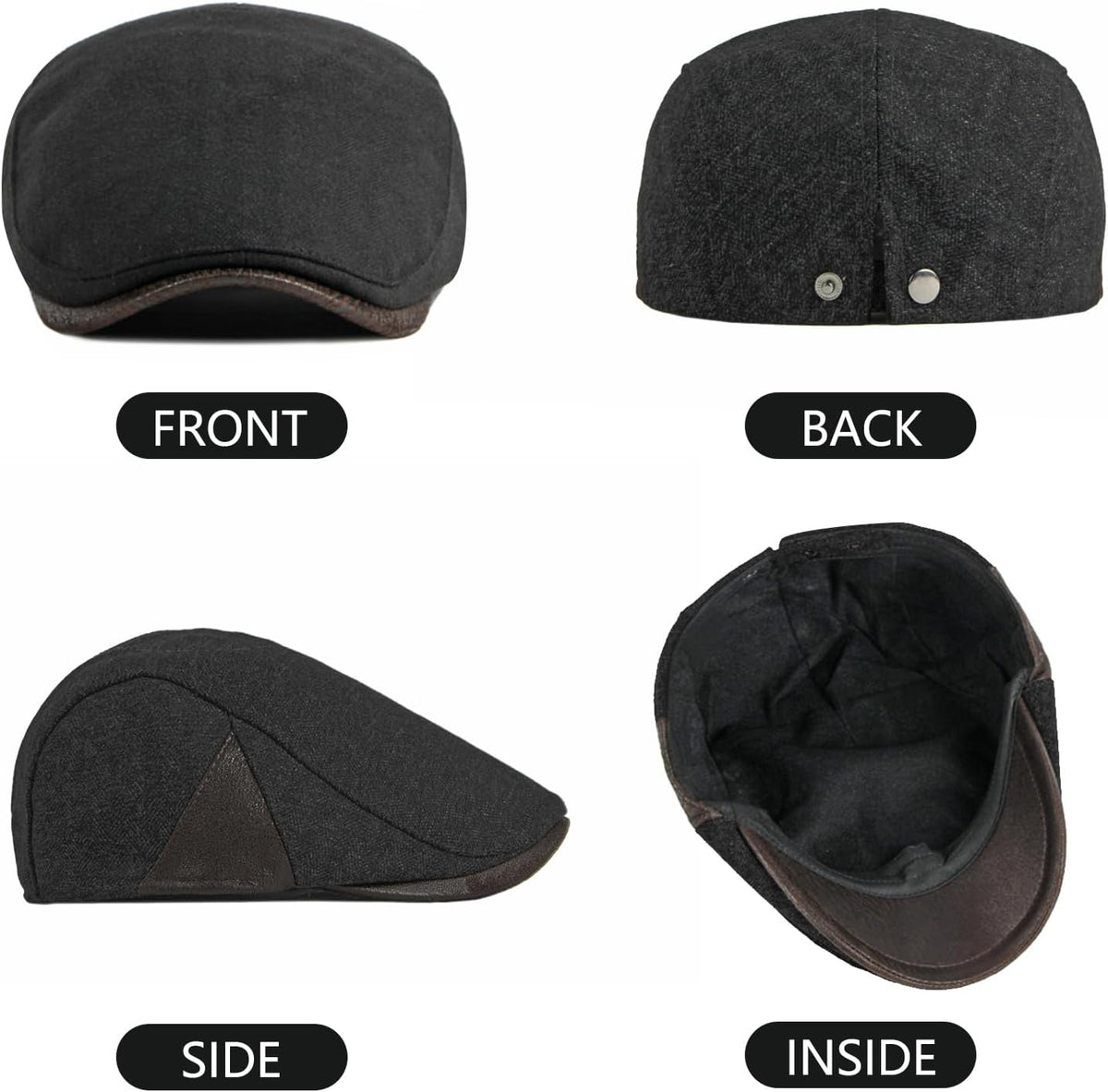 Men'S Cotton Newsboy Hat Adjustable Tweed Flat Cap for Men