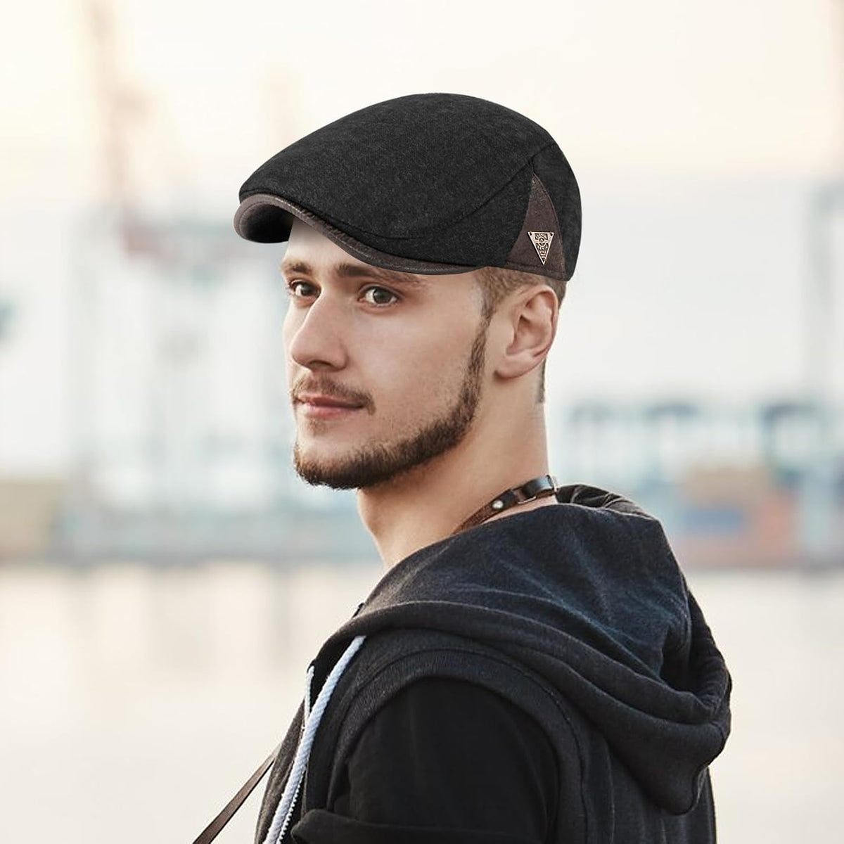 Men'S Cotton Newsboy Hat Adjustable Tweed Flat Cap for Men